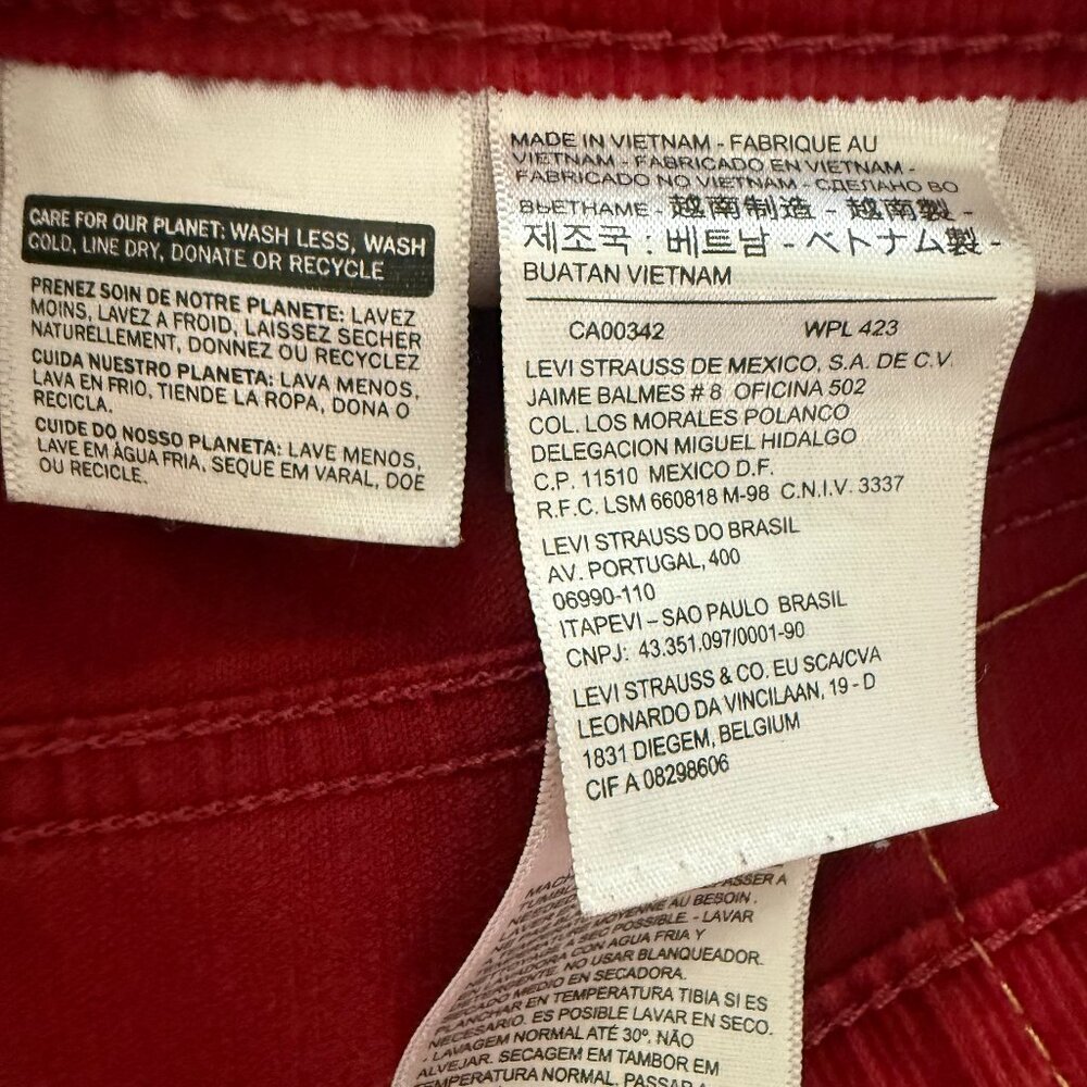 Levi's Corduroy Slim Straight Men's Pants 31x30 Stretch Oxblood Red - Picture 7 of 11